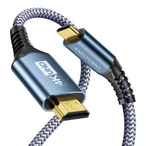 ERYI-Câble Usb C Vers Hdmi 4K, 2M Cable Hdmi Usb C [Coque En Aluminium Et Câbles En Nylon] Compatible Avec Thunderbolt 4/3, Iphone 15 Pro/Max, Macbook Pro/Air, Ipad Pro/Air, Imac, Etc. - Neuf