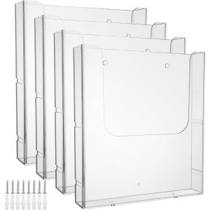 Mevronisshop-4 Pièces Porte Document A4, Porte Revue Mural, Transparent Porte Brochure, Banette Acrylique Pour Bureau, Hôtel, Restaurant - Neuf