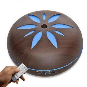 Humidificateur Pour la Chambre à coucher de Grandes Chambres à Ultrasons 500ml Portable en Bois Sombre de la Couleur Avec de l'Huile Essentielle Diffuseur à Distance de la Lumière - Neuf