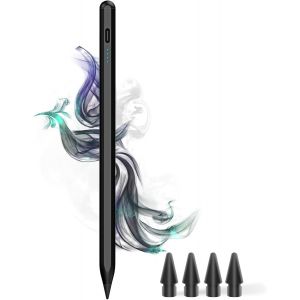 Stylet pour iPad 2018-2023, charge rapide USB C, avec stylet Palm Rejection pour iPad, compatible avec iPad 6/7/8/9/10th, iPad Air 3/4/5th, iPad Mini 5/6th, iPad Pro 11""/12,9"" (Noir) - Neuf