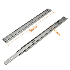 Glissi&egrave;res de tiroirs 45mm Glissi&egrave;res t&eacute;lescopiques &agrave; extension totale 250mm 2 pi&egrave;ces - Neuf