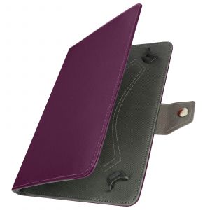 Housse Tablette 10 Pouces Universelle Effet Cuir Vieilli Support Vid&eacute;o Violet - Neuf