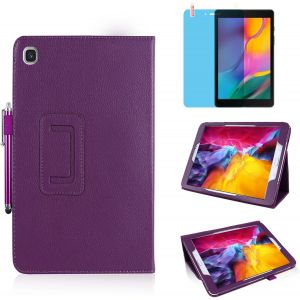 ELVORIX-Tablettes Coque pour Samsung Galaxy Tab A 8.0 inch 2019 (SM-T290 T295 T297),Full De Protection Multi-Angle Debout Etui Cuir Housse avec Stylus Pen,Protecteur Film (Purple) - Neuf