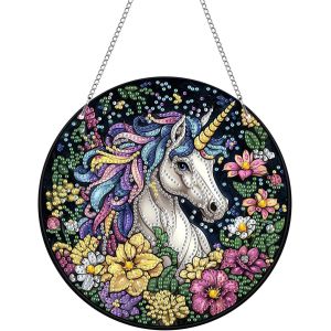 Ayuhr-Diy Cheval Diamond Painting Pendentif, Animal Pendant Broderie Diamant Kit Avec Chaîne, Pour Jardin Maison Porte Et Fenêtre Décoration Cadeaux 20x20 Cm(Cheval) - Neuf