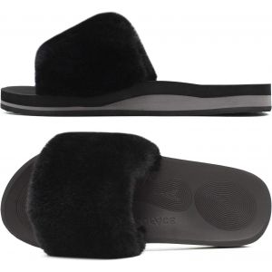 Kalanka-Chaussons Femme Fourrure Pantoufles Peluche Claquette Femme Pantoufles Maison Sandal Bout Ouvert -Orthopédique-Antidérapant-Lavable - Neuf