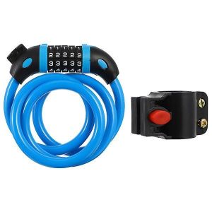 Sécurisez Votre Vélo : Antivol Bleu À Combinaison À 5 Chiffres - Fil D'acier Haute Résistance, Antirouille, Longueur 120 Cm - Neuf