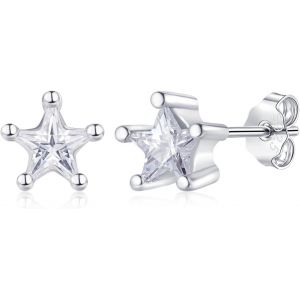 Kal-Lot De 3 Paires De Boucles D'oreilles En Argent Sterling 925 Avec Zircone Cubique, Petite &Eacute;toile En Zircone Cubique Pour Femme Et Fille, Cartilage 4/5/6 Mm - Neuf