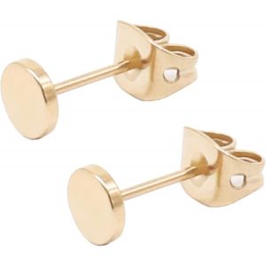 Tianyi-Boucles D'oreilles G23 Titanium Flat Dot Pour Femmes Hommes Filles 3mm - 5mm Rond Or Rose/Or/Argent/Noir Boucles D'oreilles Hypoallerg&eacute;niques Pour Oreilles Sensibles - Neuf