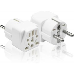 JGD-Adaptateur Prise International vers France, 2PCS Adaptateur Prise Chine, Adaptateur Prise Anglaise vers France, Adaptateur USA vers France pour Europe, France, Allemagne, Italie, Blanc - Neuf