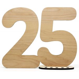 Kalanka-Plaque D&eacute;corative En Bois Pour Livre D'or - Num&eacute;ro 25 - &Agrave; &Eacute;crire Soi-M&ecirc;me - Avec Support Et Bougeoir D'anniversaire - Pour D&eacute;coration De 25 Ans, Anniversaire De 25 Ans Ou Mariage - Neuf