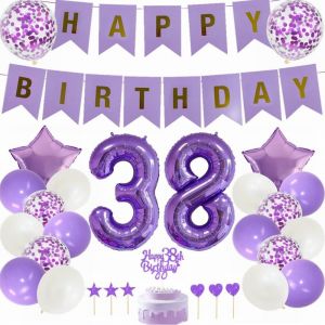 Décoration D'anniversaire 38 Ans Homme Femme Violet Décoration De Gâteau D'anniversaire Violet Blanc Décoration De Fête 38e Anniversaire 38e Anniversaire Homme Femme Décoration Cadeau 38 - Neuf