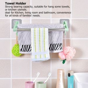 Hjlian Porte-Serviettes De Cuisine Et Salle De Bain, Double Support De Rangement Suspendu En Acier Inoxydable (Vert) - Neuf