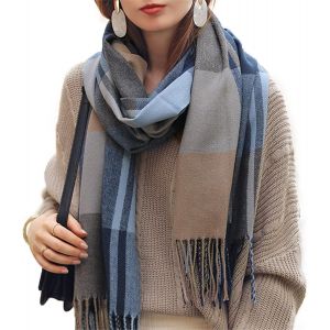 Kalanka-Femme Écharpe Étole Fille Châle Foulard, Pashmina Echarpe A Carreaux Laine Mode Etole Plaid Foulards Oversize Shawl Cardigan Cachemire Chaud Automne Hiver Manteau Tricot Ponchos Et Capes - Neuf