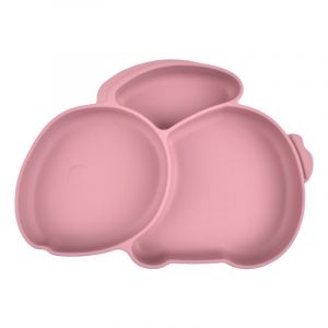 (Rose) Assiette En Silicone Pour Bébé, Assiette En Silicone Pour Bébé Avec 3 Compartiments, Compatible Lave-Vaisselle Et Micro-Ondes, Compatible Avec La Plupart Des Plateaux De Chaise Haute - Neuf