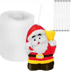 KAL-Moule En Silicone, 3D Père Noël Moule En Silicone Noël Antiadhésif Moule Bougies Bougeoir En Résine Époxy Chandelier Avec Mèche De Bougie Pour Glace Chocolat Pâtisserie Dessert - Neuf