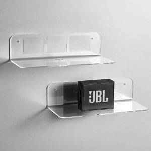 Eryi-Etagere Murale Lot De 2, Agrandissez Facilement L'espace Mural - 22,9cm Petite Etagere Murale En Acrylique Pour Chambre, Salle De Bains, Cuisine, Salon, Bureau, Avec 4 Clips Câble, Transparent - Neuf
