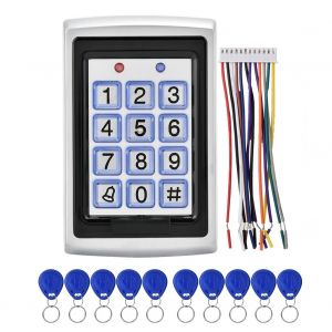 Systeme De Controle D'acces Par Mot De Passe Pour Porte En Metal (Rectangle 065) Avec 10 Porte-Cles Bleus - Neuf