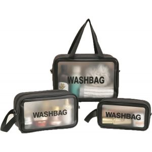 (Noir) Pack De 3 Portable De Pvc Imperm&eacute;able &Agrave; L'eau De Toilette Sacs, Clair De Toilette Sacs Transparents De Voyage Sacs De Stockage, Des Articles De Toilette Sacs &Agrave; Cosm&eacute;tiques Et Sacs De Stockage Pour Les Hommes Et Les Femmes - Neuf