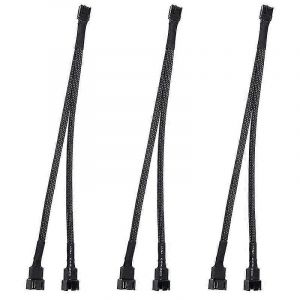 3Pcs PWM Fan Splitter Cable 2Way 4Pin Y Sleeved Extension Power Cable 1To2 Converter pour PC Motherb - Neuf