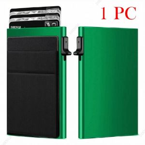 Carteras Choice-Porte-cartes de cr&eacute;dit Rfid pour hommes,mince,mini portefeuilles minimalistes,&eacute;tui en m&eacute;tal de luxe,porte-cartes d'identit&eacute; bancaires--Green A - Neuf