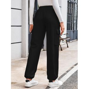 Asfasfq-Femme Jogging Pantalon Chaud Fitness Polaire Taille Haute Avec Ceinture Élastique Et Poches Pantalons Décontractés - Neuf
