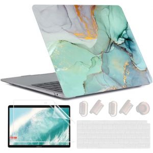 Coque Compatible Avec Macbook Air 13 Pouces M1 A2337 A2179 A1932, [Uv Printing] Plastique Case Rigide &Eacute;tui Housse De Protection Pour 2020 2019 2018 Air 13,3 Retina Avec Touch Id, Marbre Vert - Neuf