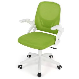 Chaise de bureau ergonomique 63 x 63 x 92-100 cm confort optimal avec accoudoirs rabattables design moderne en PP vert Helloshop26 20_0011098 - Neuf