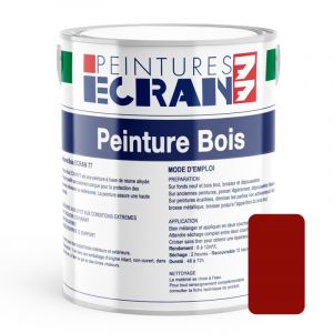 Peinture bois professionnelle, satin, peinture opacifiante, sans odeur, prot&egrave;ge, d&eacute;core, int&eacute;rieur, ext&eacute;rieur ECRAN77 1 litre Rouge basque - Neuf