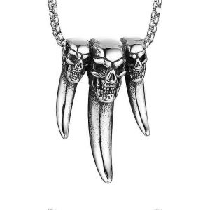 Commerce Extérieur Ornement Élégant Pendentif Marée Crâne Indien Dent De Loup En Acier Inoxydable Collier Ornement - Neuf