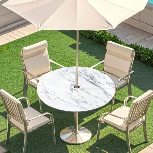 ChenQuanSarl-Nappe Ronde Exterieur Avec Trou De Parapluie, Elastique 3D Nappe Anti Tache Avec Bord Élastique, Imperméable Jardin Table Cloth, Idéal Pour 90Cm-110Cm - Neuf