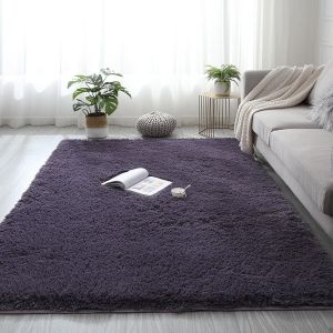 Sjzg-Tapis Chambre Modernes De Salon Soft Tapis &Agrave; Poils Longs, Fausse Fourrure Shaggy Moelleux, Dessous Antid&eacute;rapant Lavable Tapis De D&eacute;coration Gris Fonc&eacute; 60 X 90 Cm - Neuf