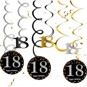 Senior-D&eacute;coration D'anniversaire Pour 18 Ans, Serpentins En Spirale, Pour Gar&ccedil;on Et Fille, Double Spirale, D&eacute;coration De F&ecirc;te &Agrave; Suspendre[L776] - Neuf