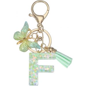 KAL-Porte-Cl&eacute;s En R&eacute;sine Avec Pendentif Papillon En Forme De Lettre Initiale De L'Alphabet Pour Femme - Accessoires Pour Sac &Agrave; Main, Sac &Agrave; Main - Neuf