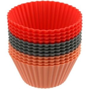 Lot De 12 Moule Mini Muffin,12 Caissette Cupcakes,12 Caissettes Muffins,Moule En Silicone,Moules Silicone,Moule Cupcake,Moule Muffin,Silicone,Rouge,4,2 X 7 X 3,2 Cm - Neuf