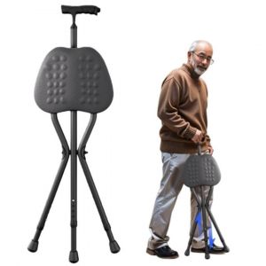 Canne de marche-Covnbxn-si&egrave;ge pliant-chaise en rotin-en aluminium et en acier inoxydable - Neuf