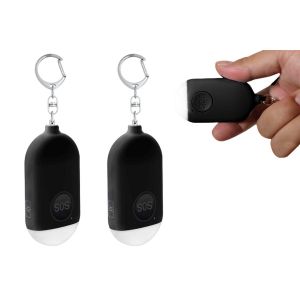 Lot de 2 porte-cl&eacute;s d'alarme de s&eacute;curit&eacute; personnelle rechargeables avec lumi&egrave;re LED 130 dB - Dispositif d'autod&eacute;fense - Neuf