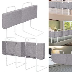 2x60cm Barri&egrave;res De Lit B&eacute;b&eacute;, 120cm Barriere De Securite Enfant Lit, R&eacute;glable En Hauteur, Armature De Lit Pour Les Tout-Petits,Gris 28cm - Neuf