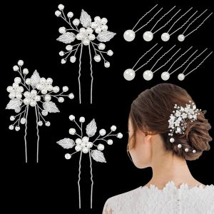 Kal-11 Pcs Épingles À Cheveux De Mariage, Perle Accessoires De Cheveux De Mariée, Pince À Cheveux De Mariée Bijoux À Cheveux Pour Femmes Mariée Demoiselle D'honneur Filles (Argent) - Neuf
