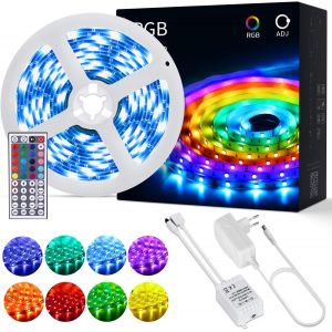 CUIV-Ruban Led Rgb 5 Mètres 20 Couleurs Et 6 Modes Réglables Diy Avec 44 Touches Télécommande Ir Pour Décorations De Cuisine,Bar,Fête Facile À Installer - Neuf