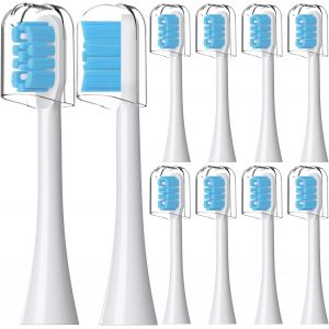 Lot De 10 T&ecirc;tes De Brosse &Agrave; Dents &Eacute;lectrique, Sonique, De Rechange, Avec Cache Anti-Poussi&egrave;re, Blanches, Taille M[Z747] - Neuf