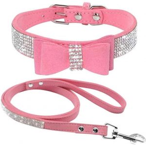 Laisses De Collier De Chien Strass, Cristal De Diamant Ensemble De Laisse Pour Collier De Chien, Collier En Strass Pour Chien Mignon - Neuf