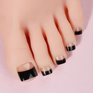 26pcs Bandes D'ongles En Gel Semi Durci, Autocollant Ongles Pour Pied Fran&ccedil;ais Brillant, Stickers Ongles Pied Gel Vernis &Agrave; Ongles Autocollants Pour Femmes Filles - Nocturne Noir Intense - Neuf