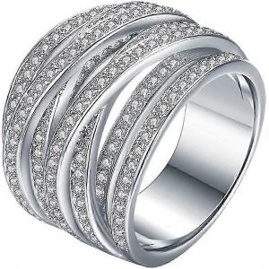 Brillant Demi Plein Diamant Bague Multicouche Enroulement Cubique Zircone Anneaux D'anniversaire Diamant Multi Rang&eacute;e Bague &Eacute;ternit&eacute; Fian&ccedil;ailles Bague De Mariage Pour Femme - Neuf