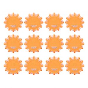 Lot De 12 Feux De Detresse A Led, 9 Modes, Etanches, Magnetiques, 12 V, Pour Voiture, Velo, Orange, Avec Point - Neuf