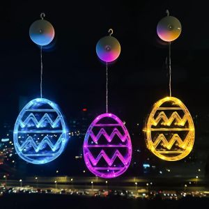 Kal-Lot De 3 Guirlandes Lumineuses Led Pour Fenêtre De Pâques - ?ufs De Pâques À Suspendre - Guirlande Lumineuse Led - Éclairage De Fenêtre - Avec Ventouses - Décoration De Pâques Pour L'extérieur Et - Neuf