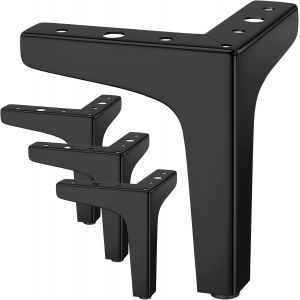 Lot de 4 pieds de table triangulaires en métal - Noir 15cm, capacité de charge jusqu'à 800KG, pieds de table triangulaires modernes en métal, pieds de meubles pour armoires, canapés, avec 20 vis - Neuf