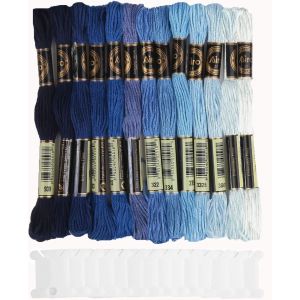 Kalanka-14 Couleurs Fils Broderie Point De Croix Bleu Avec Carte De Fil,Fils Bracelet Brésilien Kit,Fil Coton,Fil Broderie,Fournitures De Loisirs Créatifs 8m - Neuf