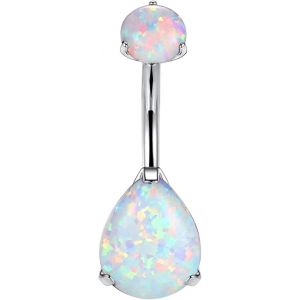 Piercing Nombril Barbell, 14g Titanium Piercing Nombril Hypoallergénique Médical Piercing Nombril Avec Teardrop Opal Cz Pour Femmes - Neuf