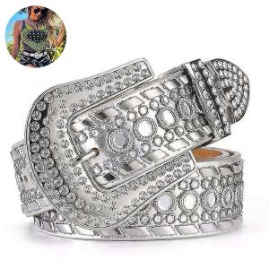 Ceinture Unisexe &Agrave; Rivets De 110 Cm - Blanche - Neuf