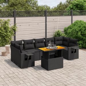 Prolenta Premium - Salon De Jardin 8 Pcs Avec Coussins Noir R&eacute;sine Tress&eacute;e - Neuf